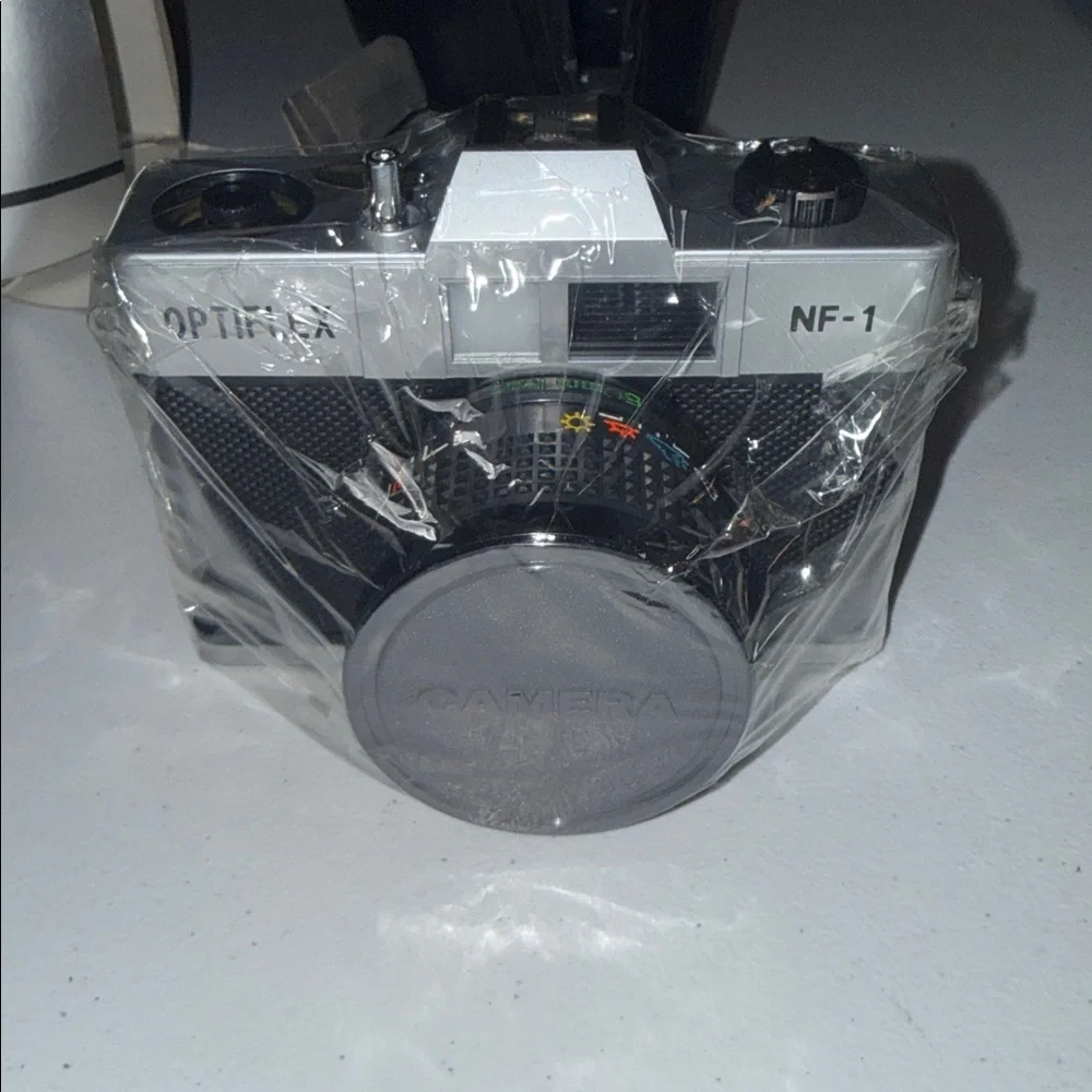 OptiFlex NF-1 35mm Film Camera with 50mm Lens Silver Black and Case